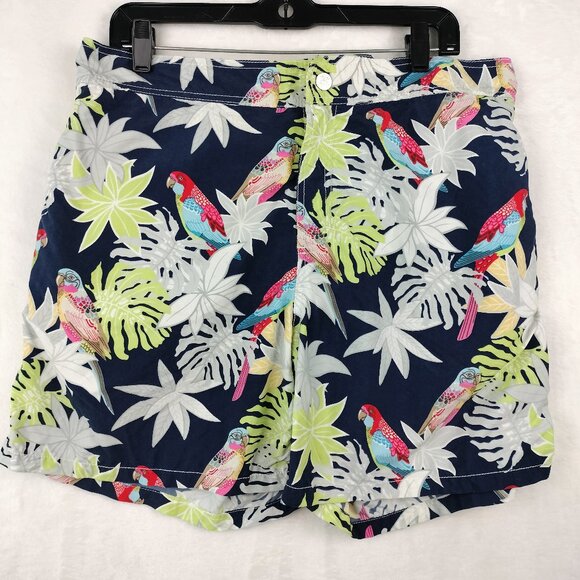 Vilebrequin Swim Shorts Mens XXL Hawaiian Board Suit Floral Tropical Birds Lined - Picture 1 of 16